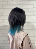 インナーカラー/イヤリングカラー/ターコイズ/ケアブリーチ/小顔