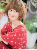 くせ毛風暖色系カラー前下がり小顔ボブルフc5北浦和20代30代40代