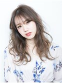 シースルーバング☆ラフウェービーロングヘア20代30代40代50代