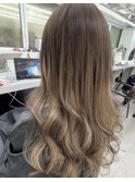 プルエクステでアッシュベージュグラデ