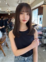 ガーデン 渋谷(GARDEN)&nbsp;黒髪ボブルフネビージュワンレンくびレイヤーミディアムヘア