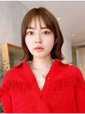 Say.黒髪ボブルフネビージュ小顔ワンレン切りっぱなしボブ韓国