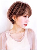 say.ショートボブひし形ショートダークレッドコーラルオレンジ