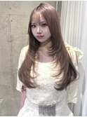 韓国ヘア/レイヤーカット/ミルクティーベージュ/ブリーチ
