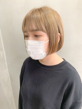 テトヘアー(teto hair) ミニボブ、ワイドバング、ミルクティベージュ、ブロンド