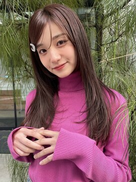 ノラギンザユー(NORA GINZA/U) 顔まわりカットレイヤーカットピンクブラウン顔まわりレイヤー