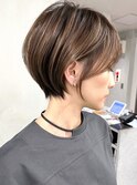 ハイライト白髪染め白髪ぼかしショートボブレイヤー40代横浜関内
