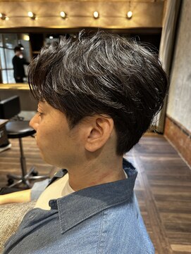 メンズココ 日本橋店(MENS COCO) ブルーブラックフェザーパーマセンターパート