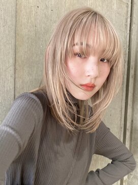 サンクプロジェクト(cinq PROJECT) 韓国ヘア顔周りレイヤーミルクティーベージュグレージュカラー