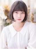 ぱっつん前髪グレーアッシュワンカールボブa志木20代30代40代