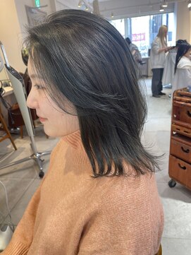 キャンバス バイ ネオリーブ 横浜西口(Canvas by neo.) ミディアムレイヤー　ブリーチなし　ブルー　グレージュ【miku】