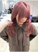 mayu指名//コーラルピンクベージュ韓国風レイヤーハッシュカット