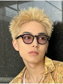 渋谷スパイキーショートメンズブリーチカラーハイトーンカラー