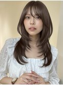 ブリーチなしダブルカラーヘーゼルブラウン透明感カラー髪質改善