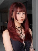 シオン(shion) ロング前髪レイヤーレッドブラウン_F32056