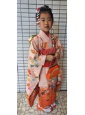 七五三 可愛く 高め 編み込み お団子 ヘアアレンジ