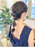 大人ガーリーお呼ばれ玉ねぎヘア編みおろし30代40代梅ヶ丘美容室