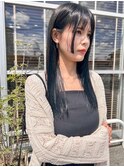 韓国風姫カット×ブルーブラックカラー