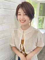 大人ショート/ショートボブ/マチルダボブ/ピンクベージュ/卵型