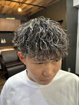 メンズ ラピス(Men's Lapis) 波巻きパーマ/ハイライト/マッシュ