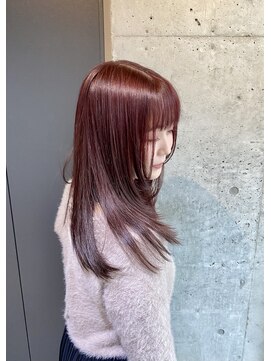 ワンズ リー 上大岡店(One's ly) ブリーチダブルカラーピンク_前髪こなれミディイメチェン