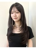 ハイレイヤーカット前髪イメチェン透明感グレージュ10代20代30代