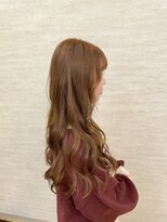 ネウィ 大分中央町店(newi)&nbsp;オレンジブラウン韓国風ロングゆる巻き艶感ナチュラルヘア