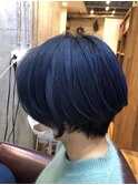 ショートボブ×ネイビーアッシュ【LODAT横浜】