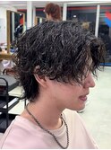 波巻きパーマメンズツイストスパイラルパーマツーブロック