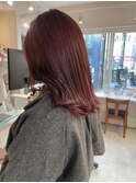 ブリーチなし Wカラー ピンクレッド 暖色系カラー