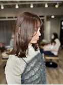 レイヤーカット/顔まわりカット/韓国ヘア/オリーブカラー