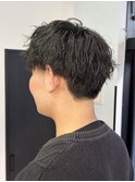 ツイストスパイラル メンズパーマ マッシュ 前下がり