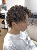 【サーフカールパーマ】ハイライトパーマメッシュメンズカラー