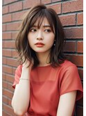 くせ毛風大人ボブパーマ結べるボブゆるふわパーママロンベージュ