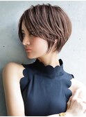 大人可愛い20代30代40代黒髪前下がりショートボブ丸みショート◎