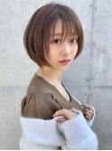 小顔ひし形ショートボブ/シースルーバング