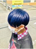 ダブルカラー/インナーカラー/ハイライト/ショート/ネイビー