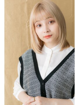 カバーヘア イヴ 戸頭店(COVER HAIR EVE) 大人ガーリーハイトーンカラー顔周りレイヤーY戸頭10代20代30代