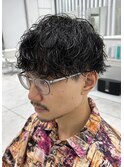 波巻きパーマ　ツーブロック　メンズマッシュ