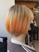 サロンドジョー(salon de joe)&nbsp;ベージュ×オレンジデザインカラーハイトーンカラーケアブリーチ