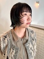 トゥコ(tuco)&nbsp;ボブ.ウルフカット前髪ぱっつん毛先カラー青カラー