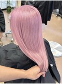 冬カラー/ペールホワイトピンク/渋谷/ハイトーンロング/韓国ヘア