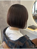 丸みボブ ブラウンベージュカラー 髪質改善ストレート 艶髪 20代