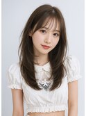 大人上品ロングレイヤー×透け感シースルーバング