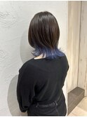 ブリーチ&ダブルカラーインナーカラーブルー池袋東口