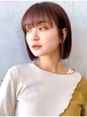Say.ミニボブダークブラウンピンクベージュイメチェン前髪３０代