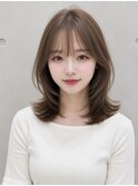 くびれミディアムレイヤー面長骨格補正似合わせカット