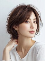 ハーツ 青山表参道店(Heart's)&nbsp;白髪ぼかし脱白髪染め似合わせショートボブ40代50代60代