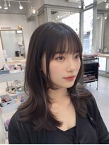 エレノア トーキョー 恵比寿(ELEANOAH TOKYO) 韓国風レイヤーカット　前髪　ピンクベージュインナーグレージュ
