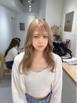 ペレ 渋谷(PELE) デザインカラー/レイヤーカット/ウェットヘア/オリーブベージュ